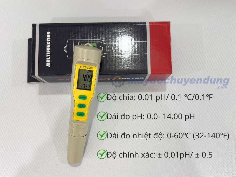 Total Meter P-3 đo lường pH và nhiệt độ nước nhanh, chính xác