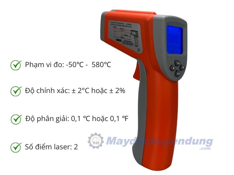 Ứng dụng của súng đo nhiệt đến 580 độ, 2 tia laser DT8580 Đặc điểm nổi bật của súng đo nhiệt độ DT8580